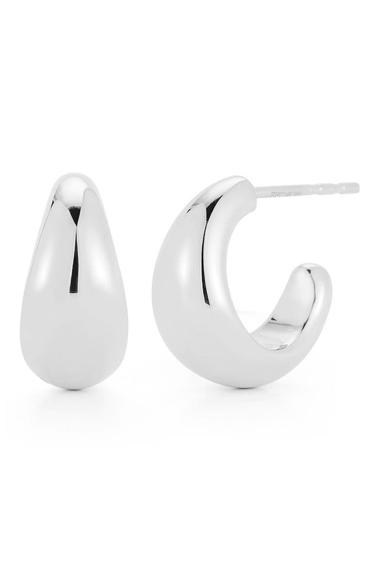 Dome Huggie Hoop Earrings, Main, color, 14K WHITE GOLD