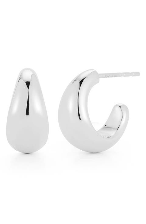 Dome Huggie Hoop Earrings