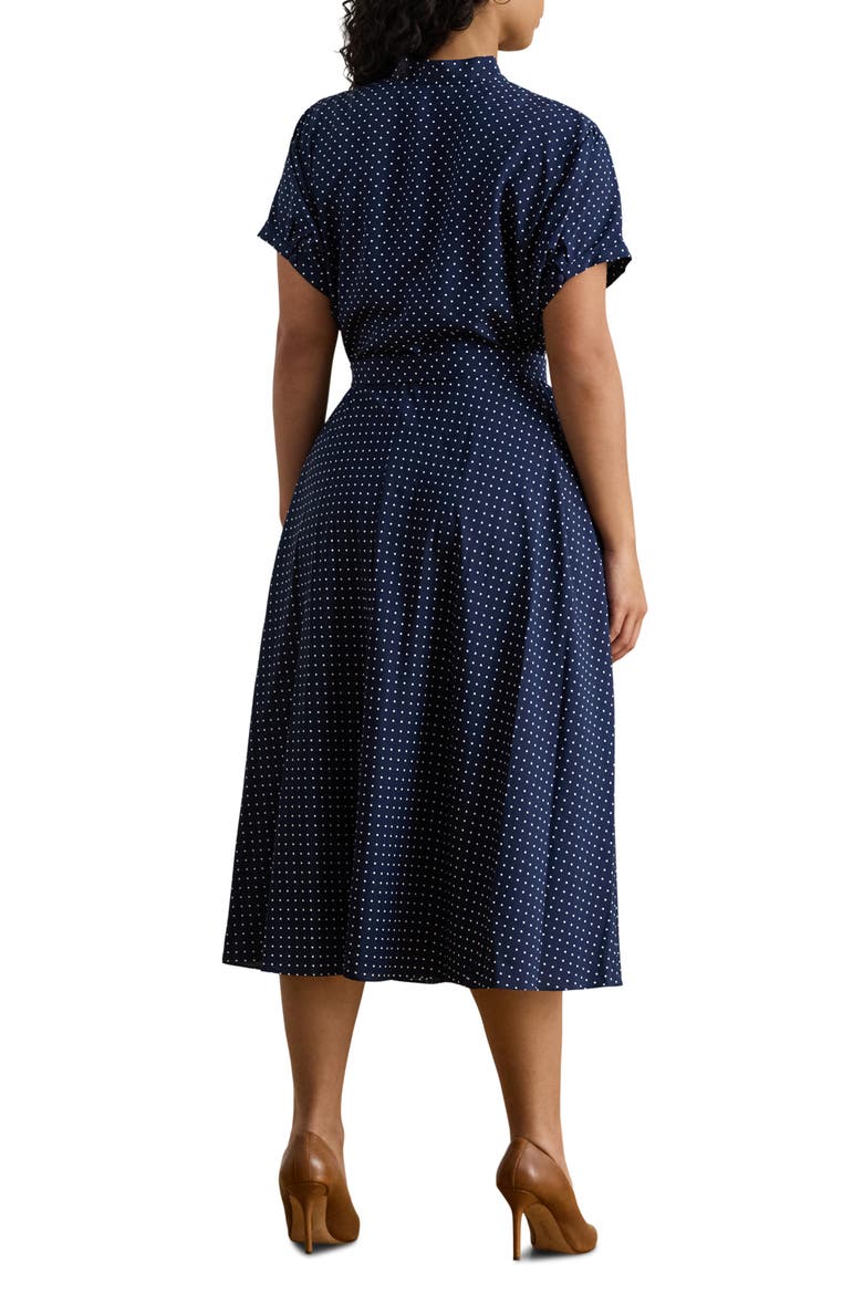 Micro Dot Crêpe de Chine Midi Shirtdress, Alternate, color, NVY/WHT