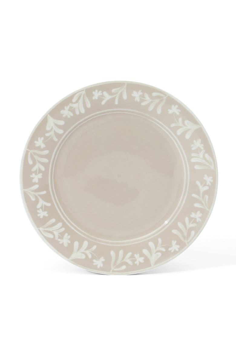 Maiden Crown 12-Piece Vegan Bone China Dinnerware Set, Floral Plates & Bowls, Service for 4, Alternate, color, Taupe