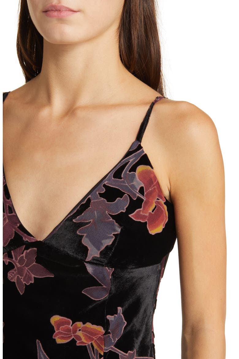 Divine Allure Floral Velvet Burnout Cocktail Midi Dress, Alternate, color, BLACK FLORAL