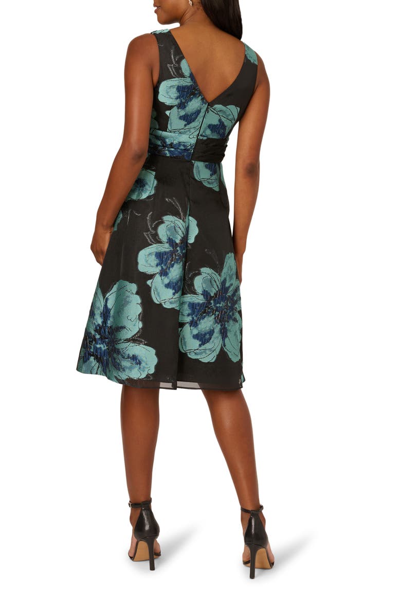 Metallic Floral Jacquard Sleeveless Cocktail Dress, Alternate, color, BLACK MULTI