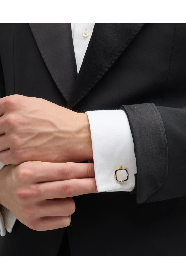 Square Mother-Of-Pearl 18K Gold Vermeil Cufflinks, Alternate, color, BLUE/WHITE