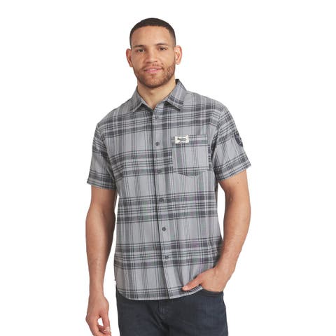 Men's Darius Rucker Collection by Fanatics Gray Las Vegas Raiders Woven Short Sleeve Button-Up Shirt