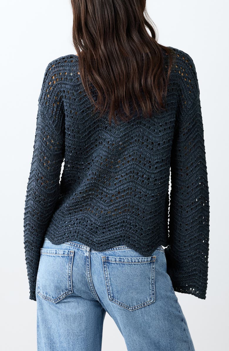 MANGO TEEN Scallop Hem Openwork Crop Sweater, Alternate, color, 