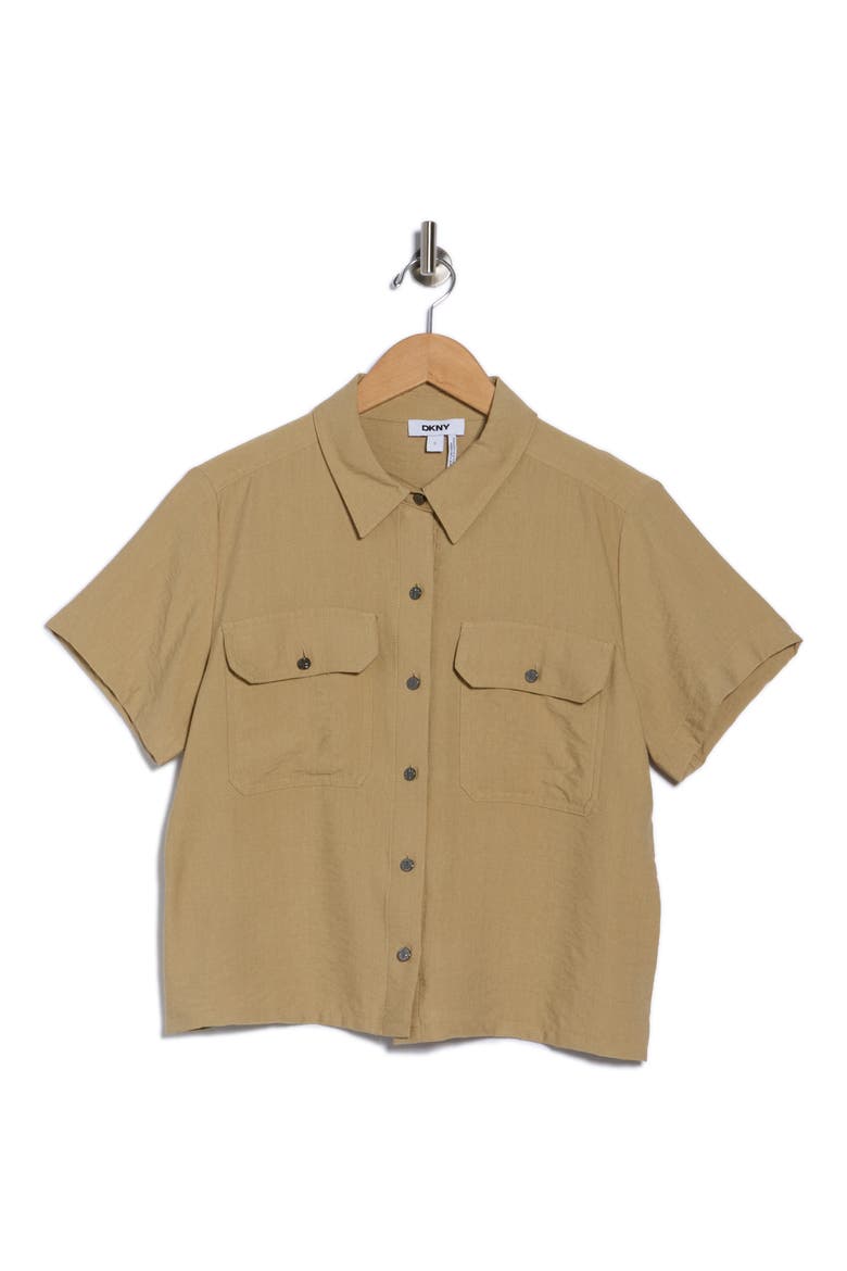 Crinkle Camp Shirt, Alternate, color, TRAVERTINE