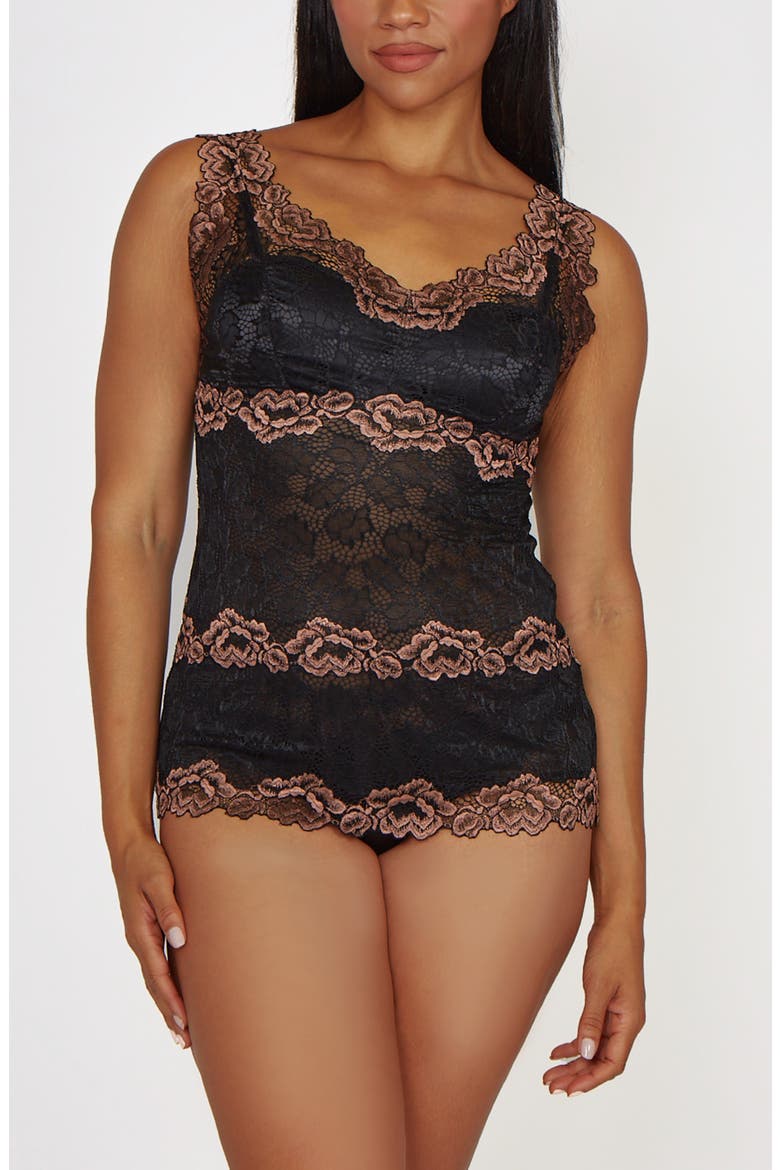Lace Overlay Soft Cup Camisol Set, Main, color, Mocha