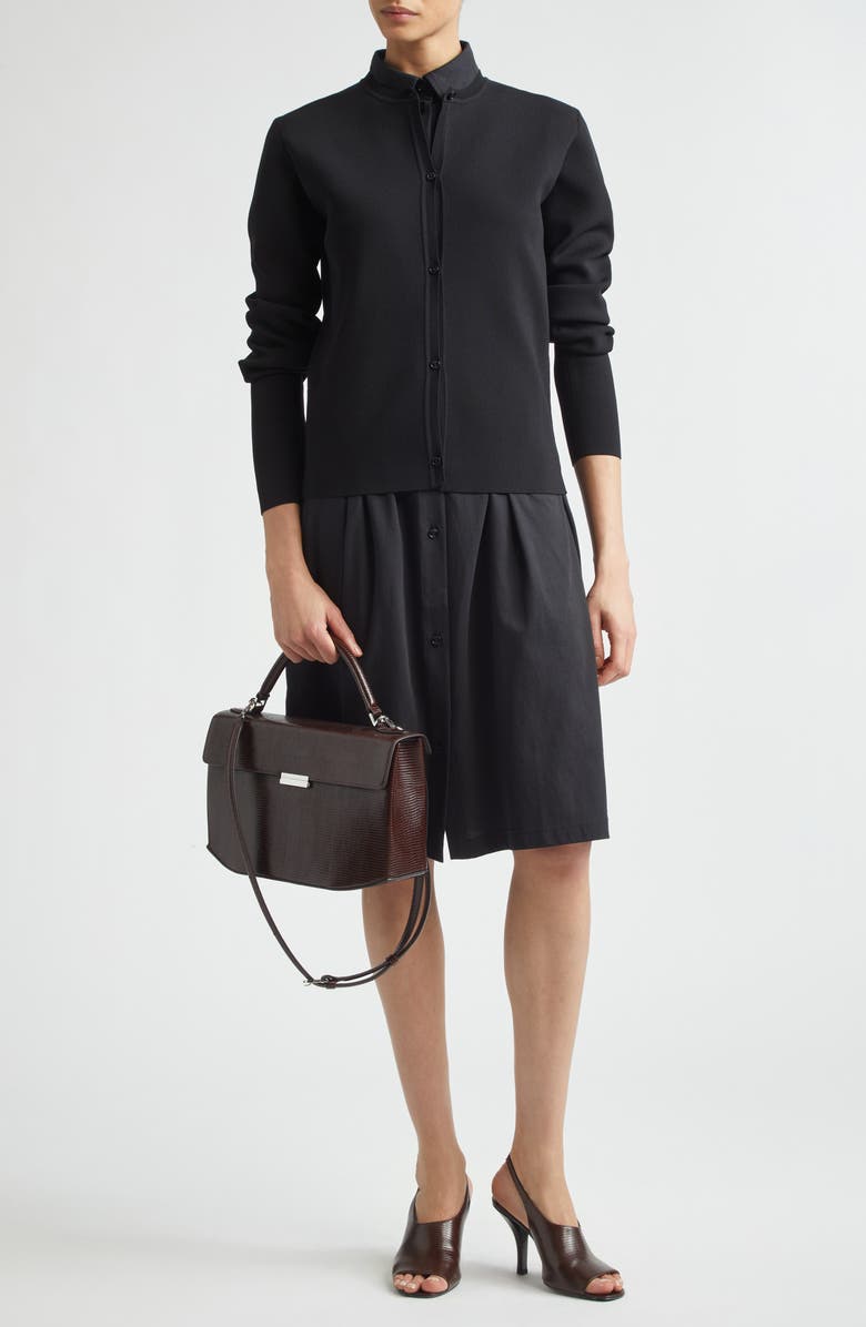 TOTEME Organic Cotton Jersey Shirtdress, Alternate, color, Black