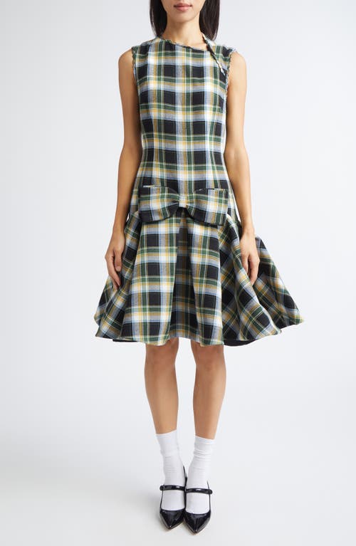 Shushu/Tong Plaid Asymmetric Neck Dress in Green Plaid  product
