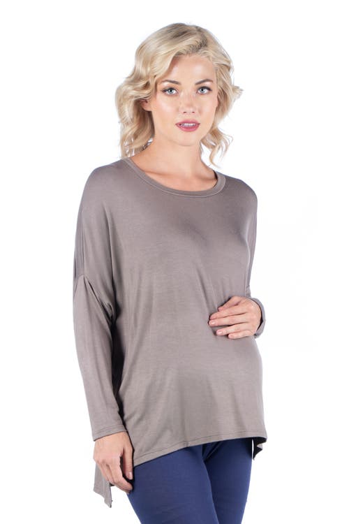 24seven Comfort Apparel Oversized Long Sleeve Maternity Dolman Top In Blue