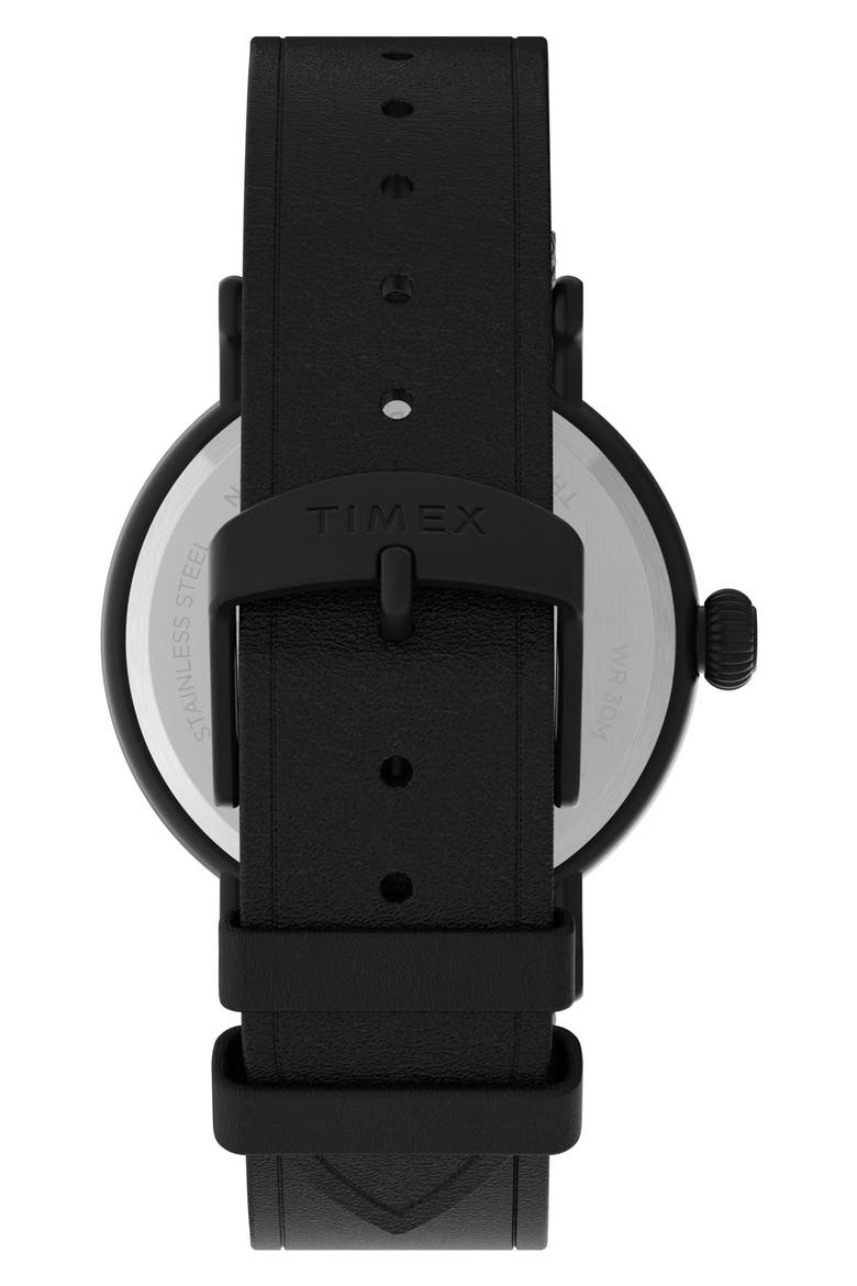 Standard Leather Strap Watch, 40mm, Alternate, color, BLACK