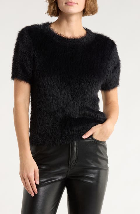 Eyelash Knit Short Sleeve Sweater