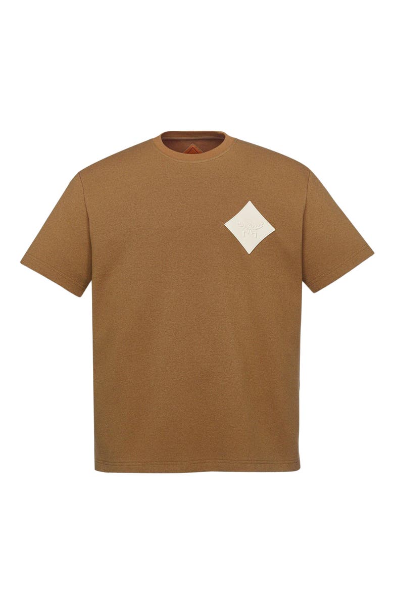 MCM Logo Patch Bouclé T-Shirt, Alternate, color, Cognac