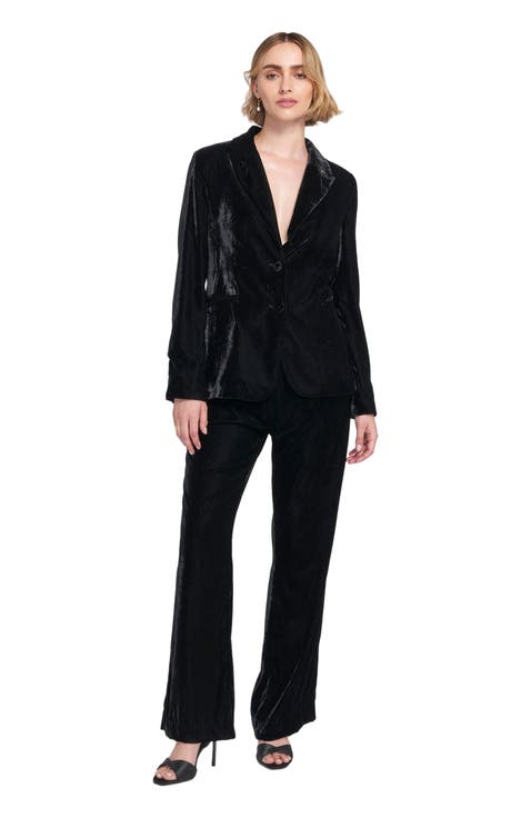 Velvet Suit Trousers Wide-Leg Pants
