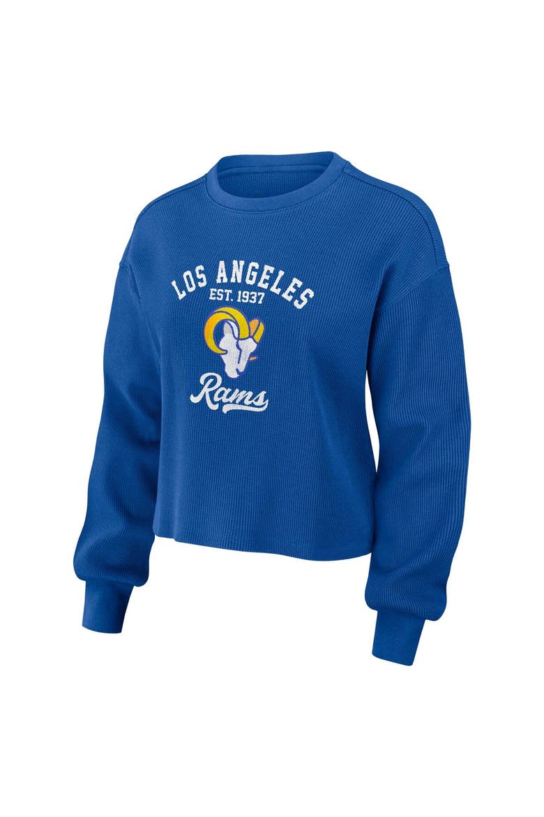 Women's WEAR by Erin Andrews Royal Los Angeles Rams Waffle Knit Long Sleeve T-Shirt & Shorts Lounge Set, Alternate, color, Royal
