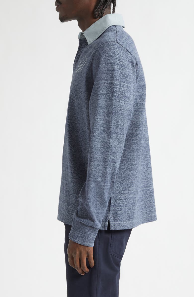 Burberry Ruby Relaxed Fit Long Sleeve Cotton Mouliné Jersey Rugby Polo, Alternate, color, Rivr Blu/ Clk Wht Ptn