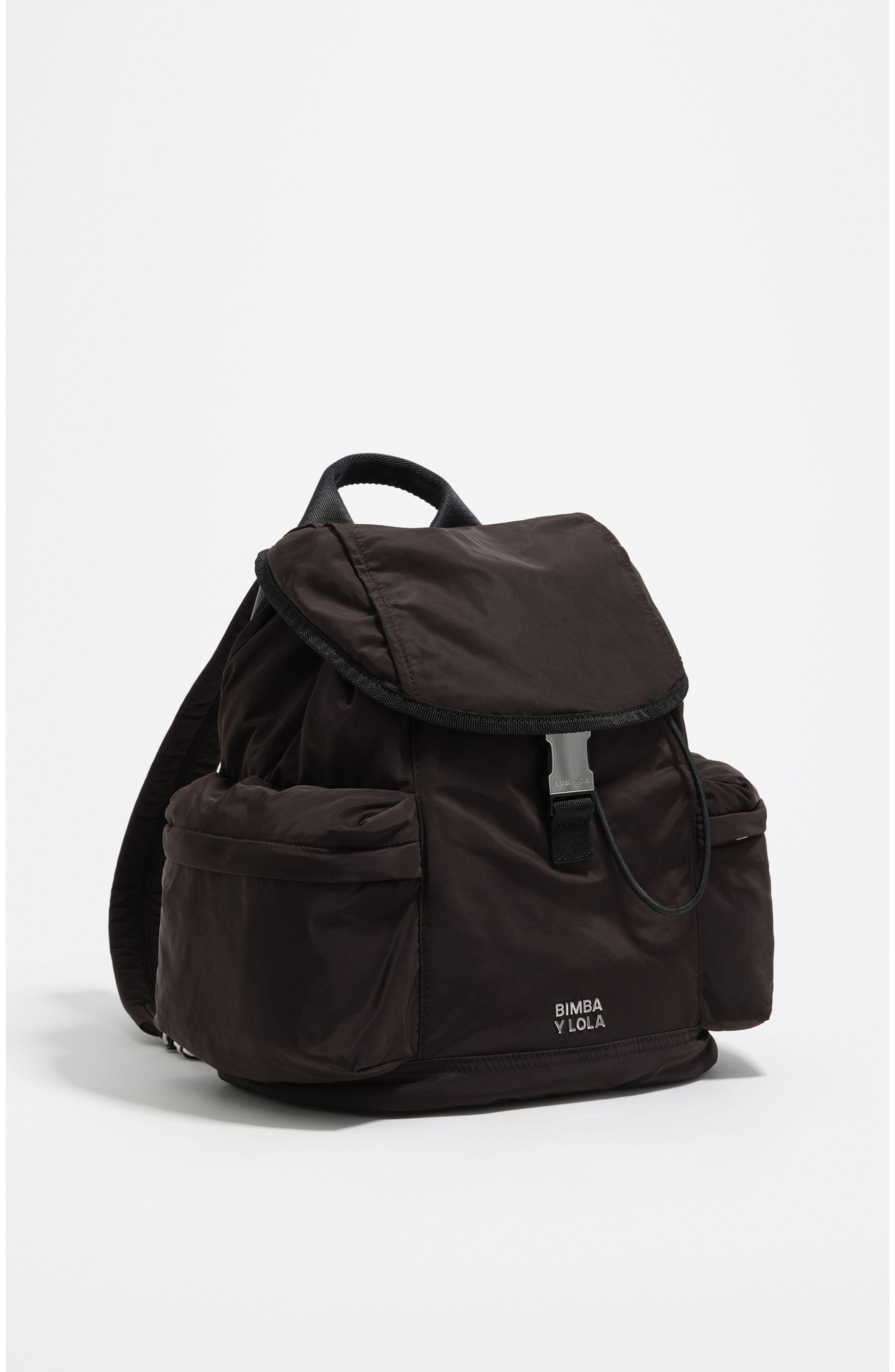 Bimba y Lola Large Nylon Backpack, Main, color, Charcoal