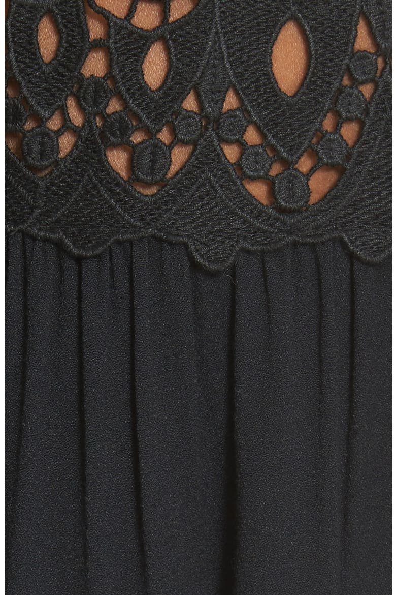 'Lindy' Lace Trim Babydoll Top, Alternate, color, CAVIAR