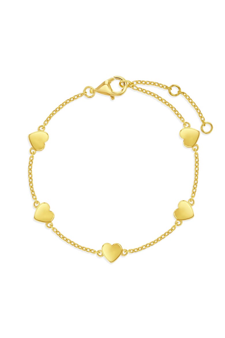 Linked Heart Girls Plated Bracelet, Main, color, Gold