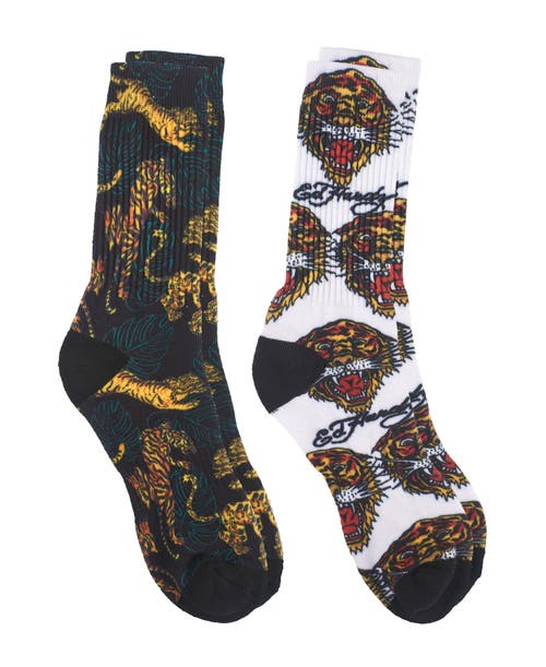 Ed Hardy 360 Print Full Cushion Crew Sock 2-pack In Multi
