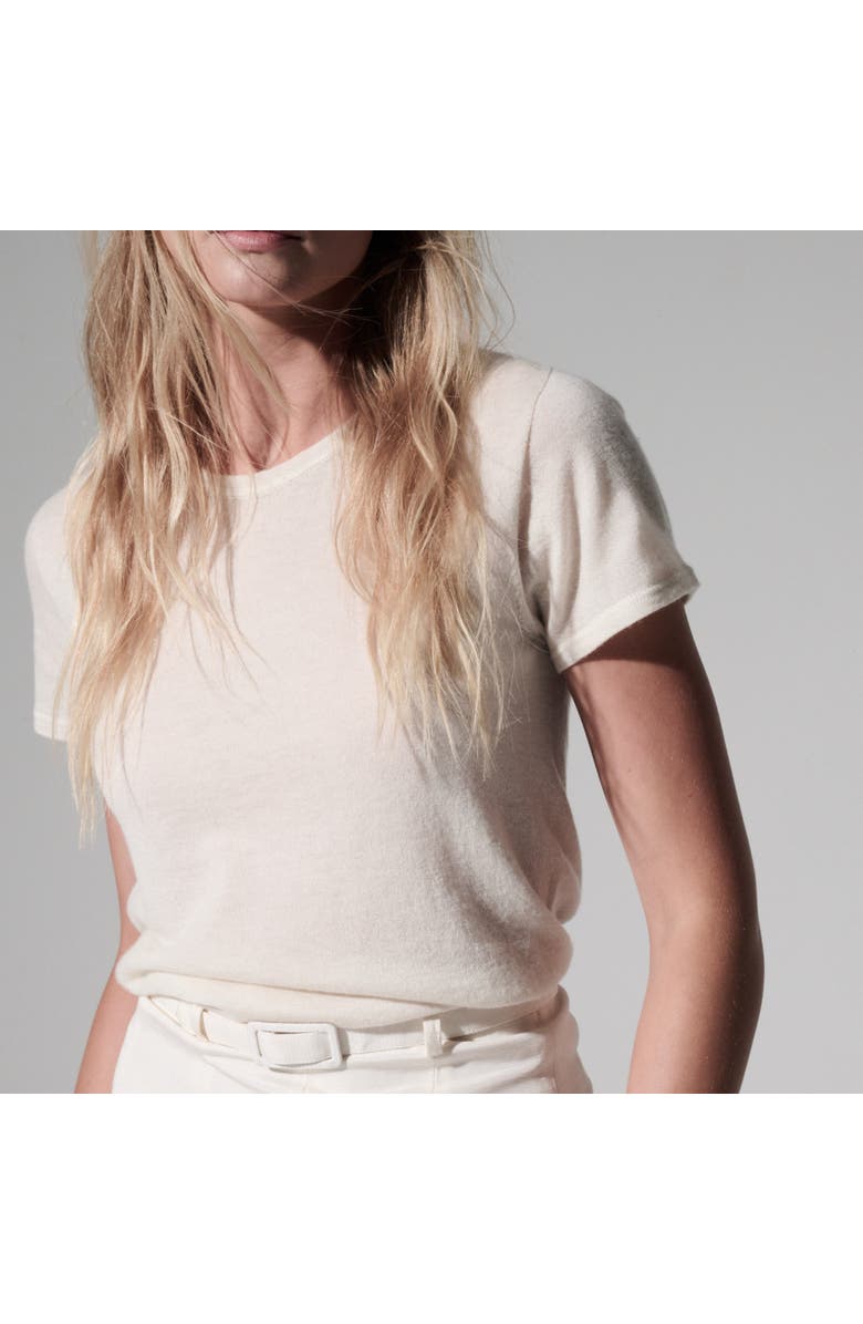 Majestic Filatures 100% Machine Washable Cashmere Short Sleeve Crewneck T-Shirt, Alternate, color, Milk