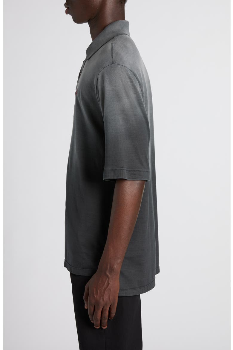 Embroidered Skull Ombré Oversize Cotton Polo, Alternate, color, BLACK