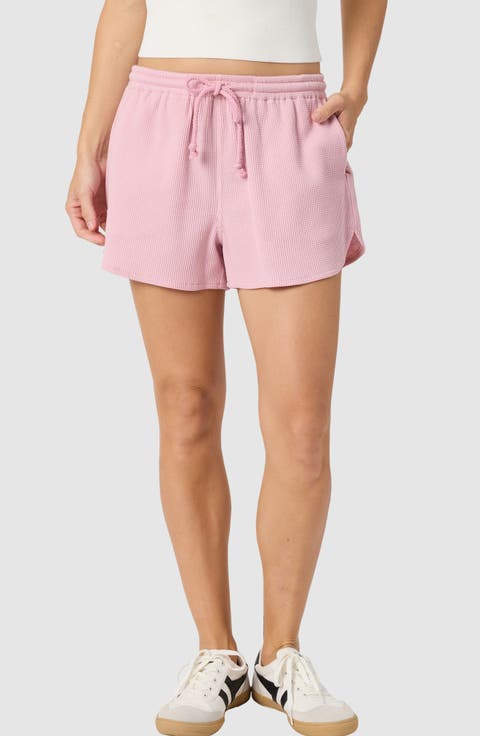 Waffle Knit Dolphin Hem Shorts