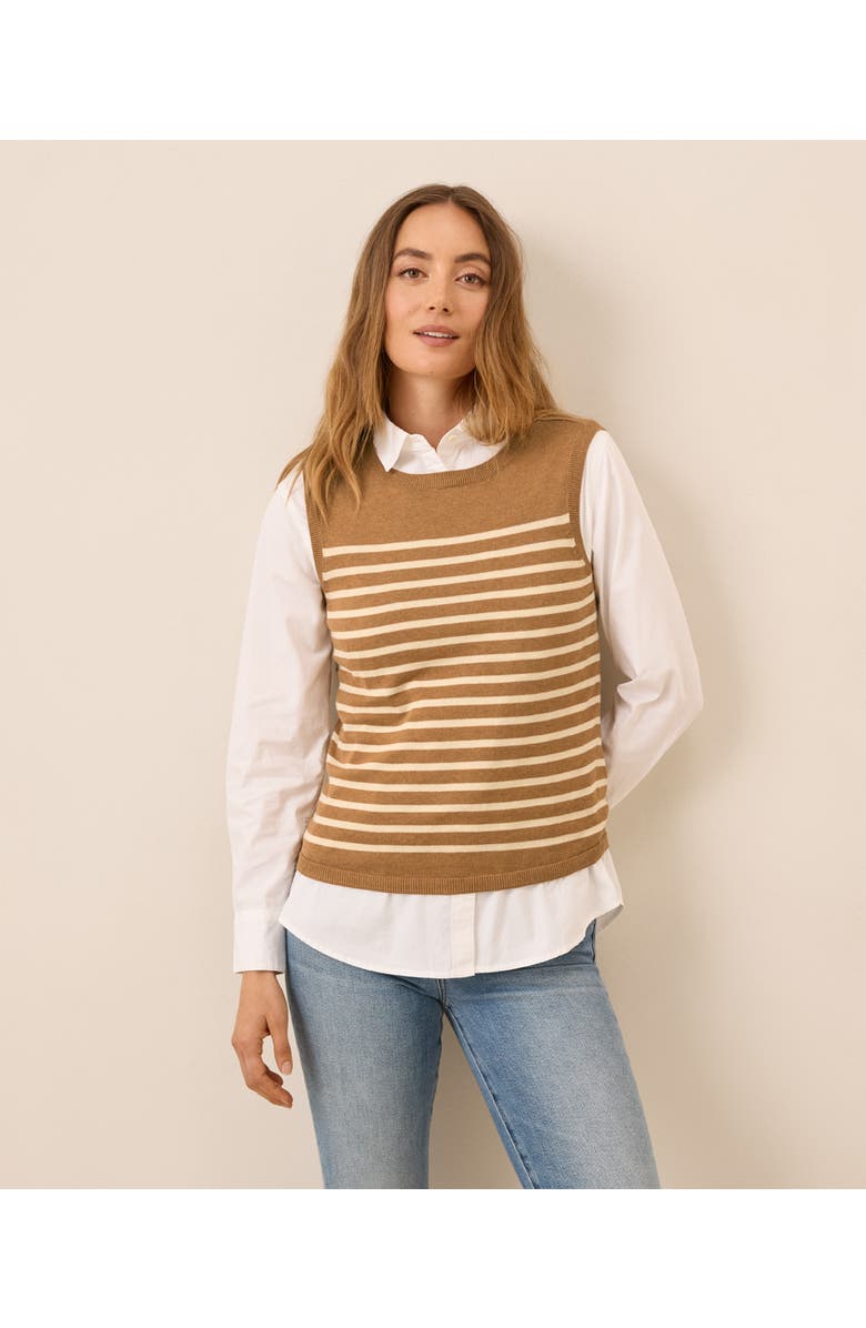 Pact Organic Classic Fine Knit Shell, Main, color, Del Norte Stripe