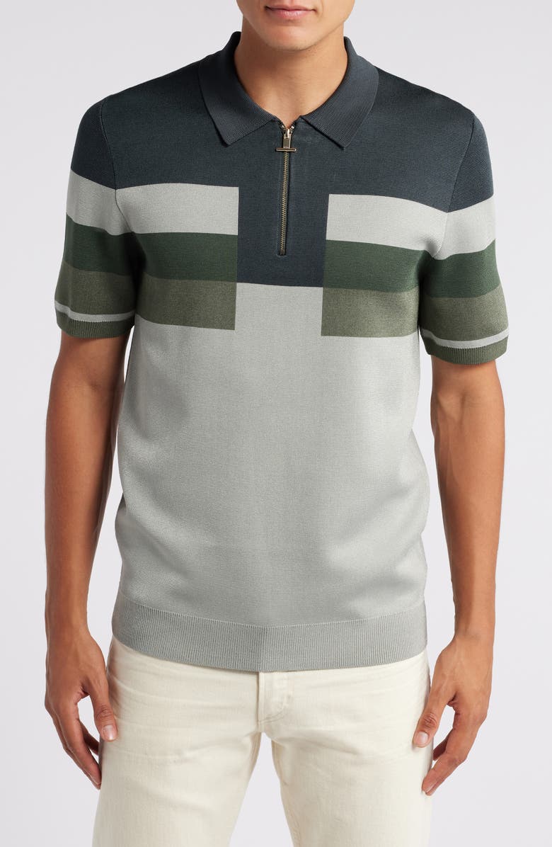 Reiss Verde Colorblock Half Zip Polo Sweater, Main, color, 