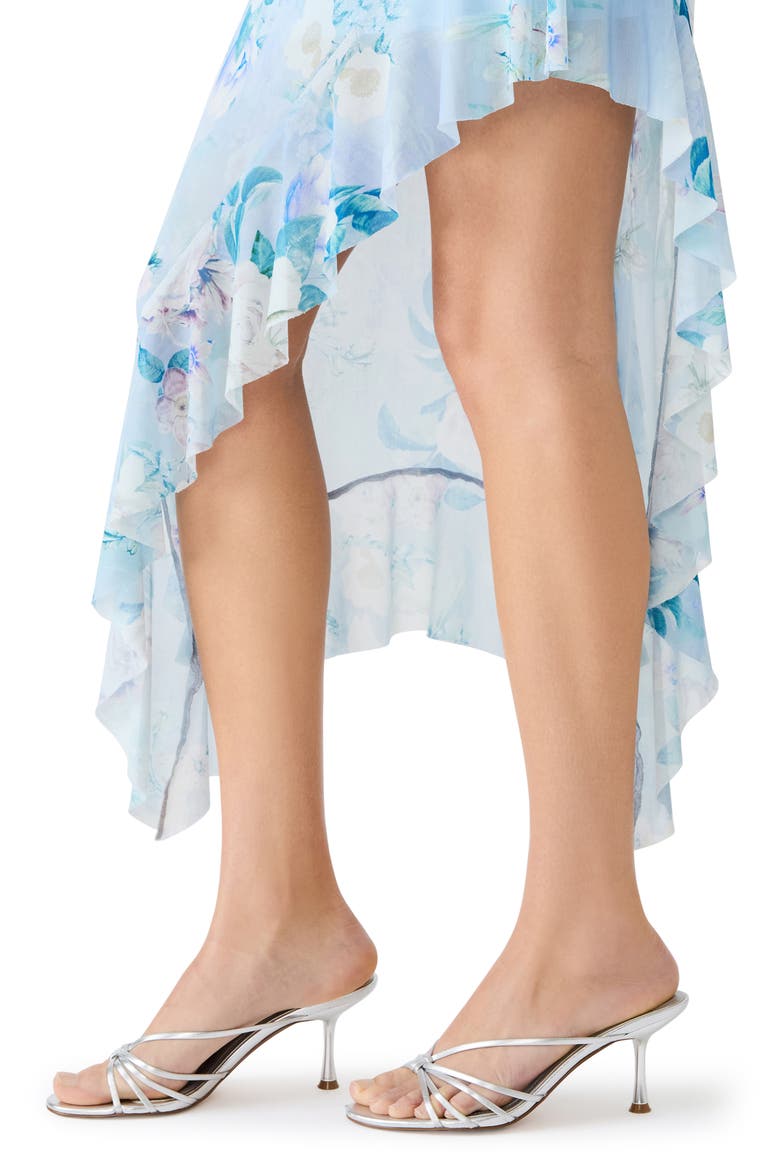 Sorellia Floral Print Asymmetric Ruffle Dress, Alternate, color, BLOOM