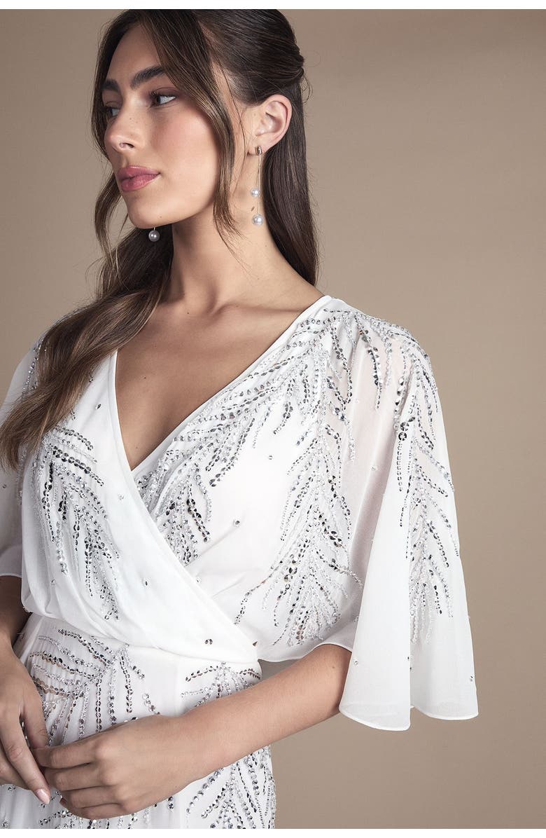 Coast Angel Sleeve Maxi Wedding Dress, Alternate, color, Ivory