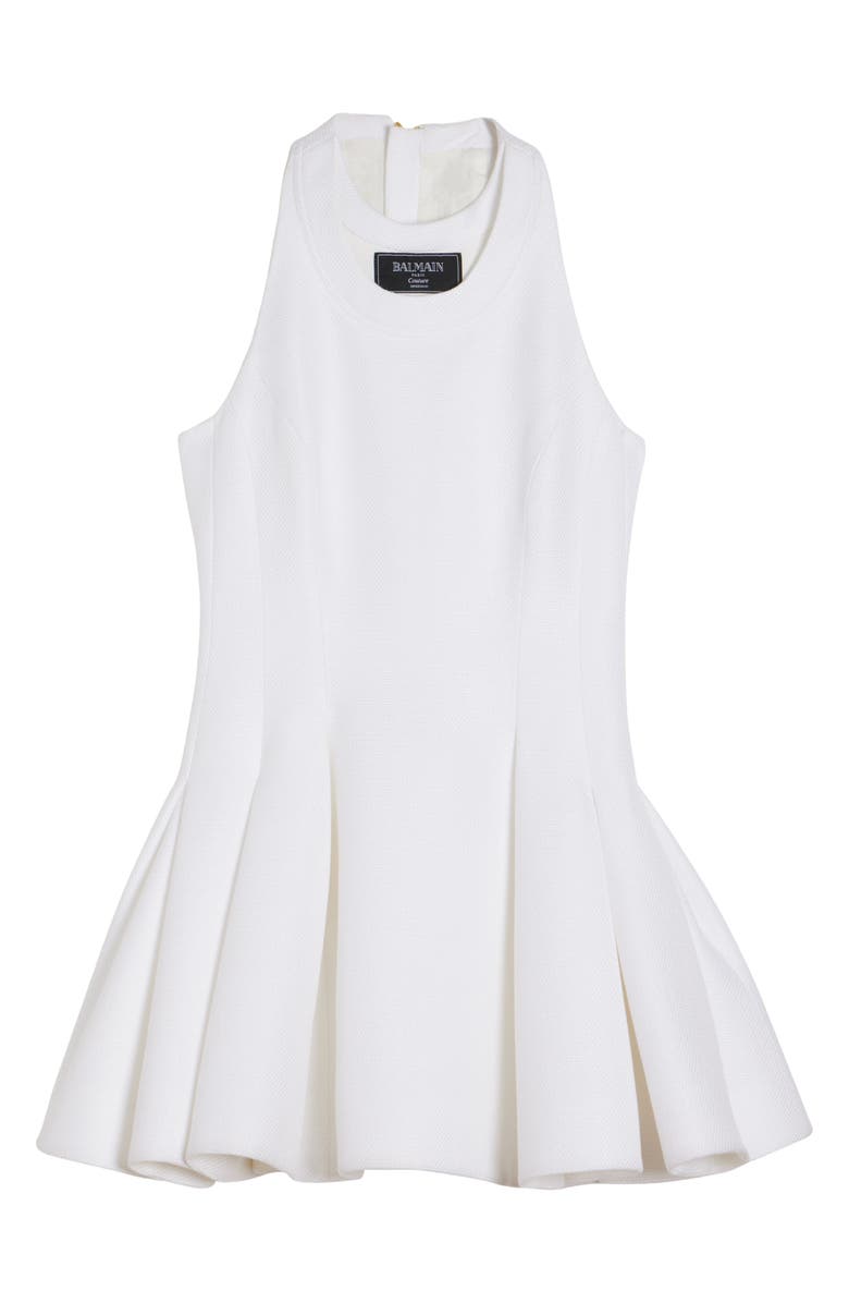 Balmain Pleated Fit & Flare Tweed Minidress, Alternate, color, 