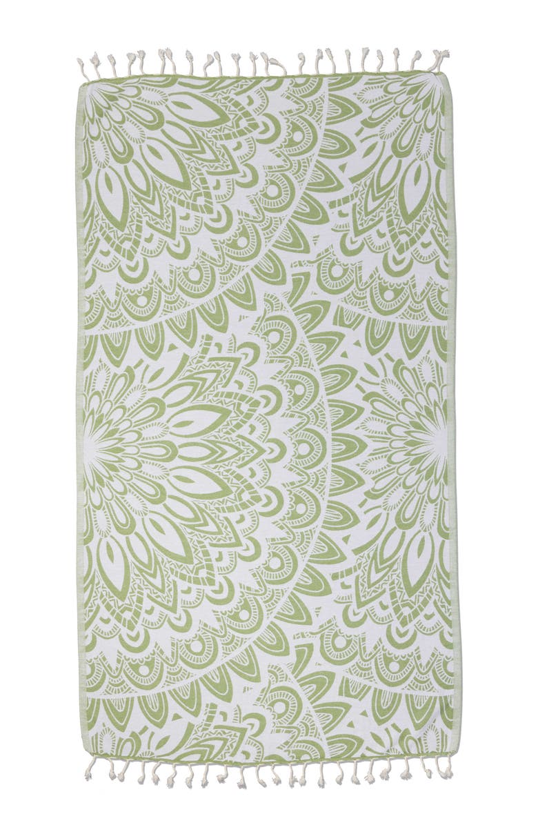 InfuseZen Mandala Organic Turkish Towel, Alternate, color, Olive