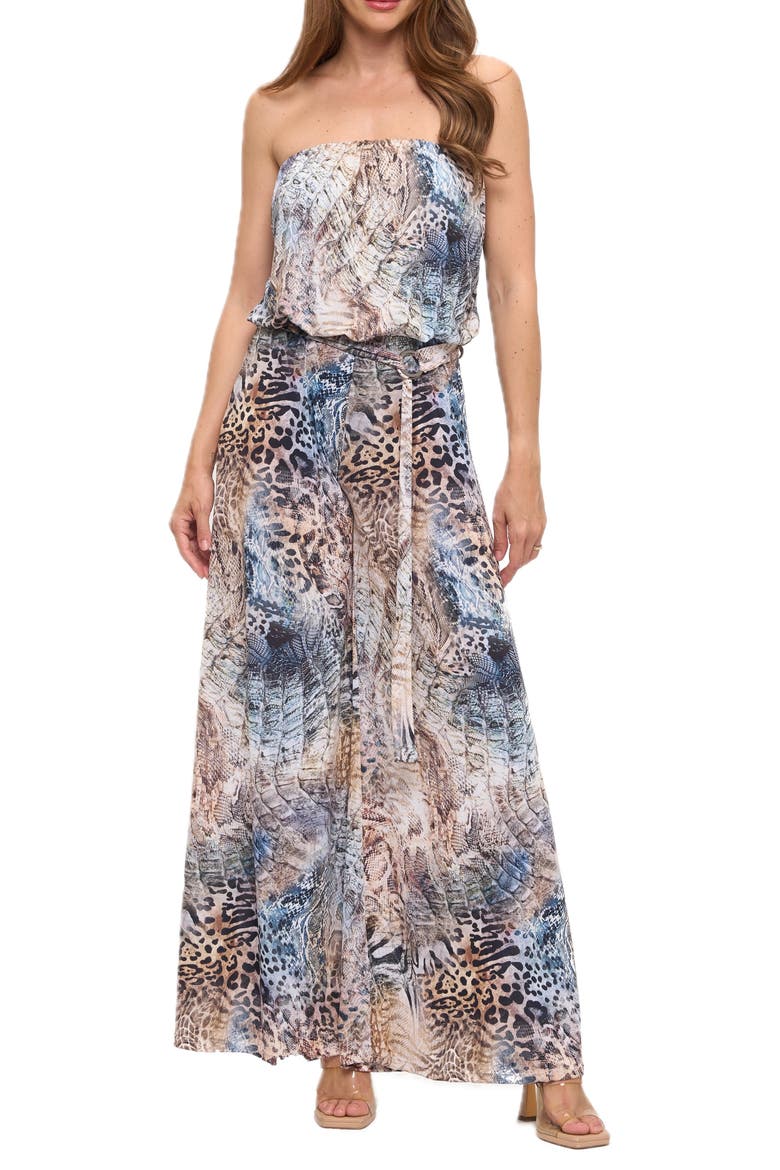 Printed Strapless Wide Leg Jumpsuit, Main, color, MULTI