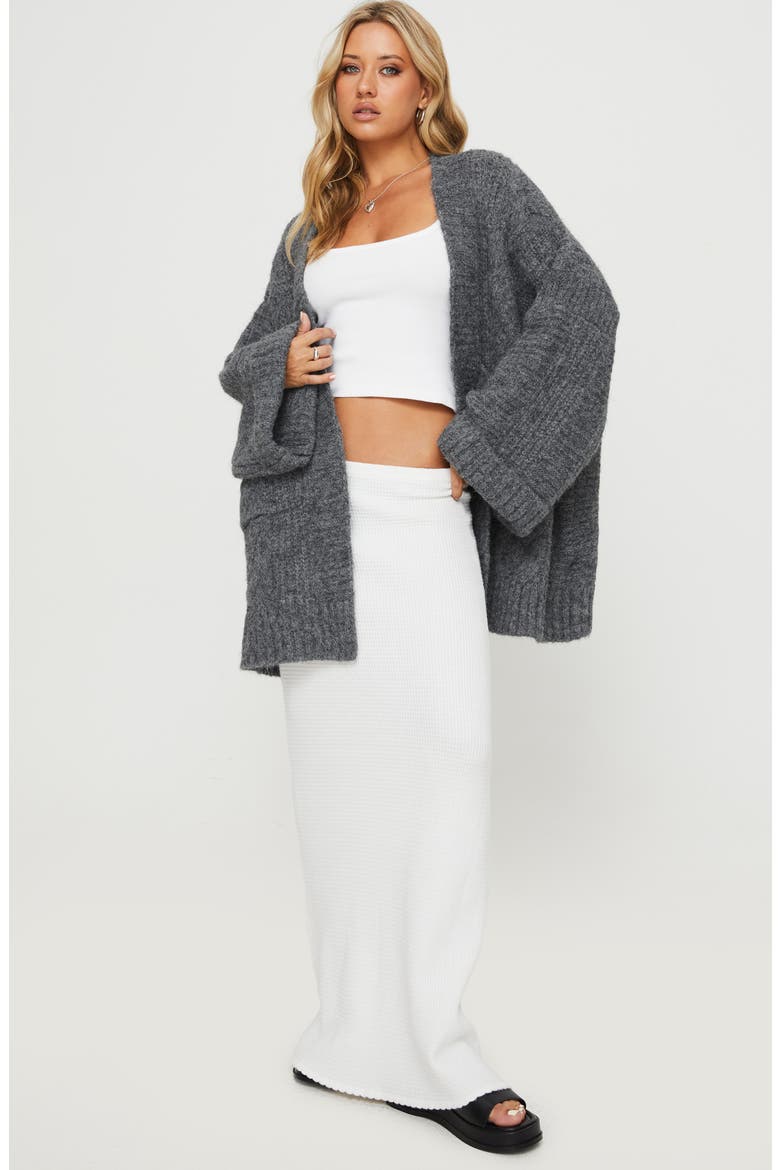 Paisleigh Cable Knit Cardigan, Alternate, color, CHARCOAL