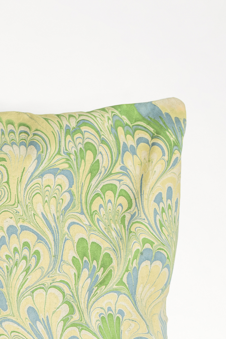 Seaglass Peacock Hand-Marbled Square Pillow - Cover Only, Alternate, color, Seaglass