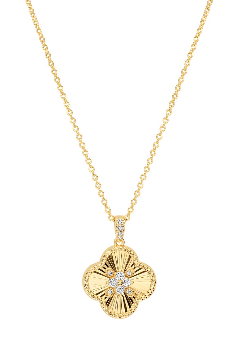 Dolce Sole Fluted Clover Pavé Cubic Zirconia Pendant Necklace video