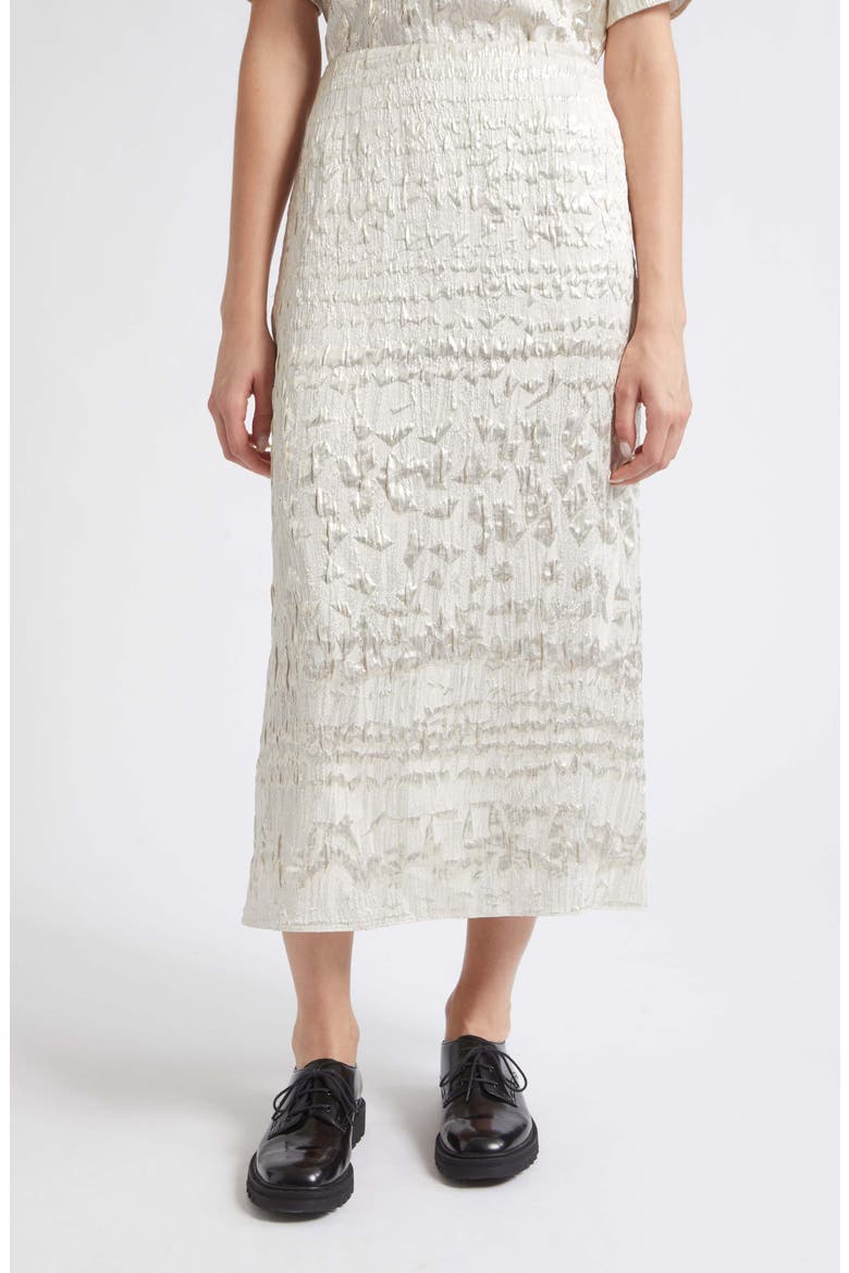 Alina Textured Silk Blend Skirt, Main, color, SILVER