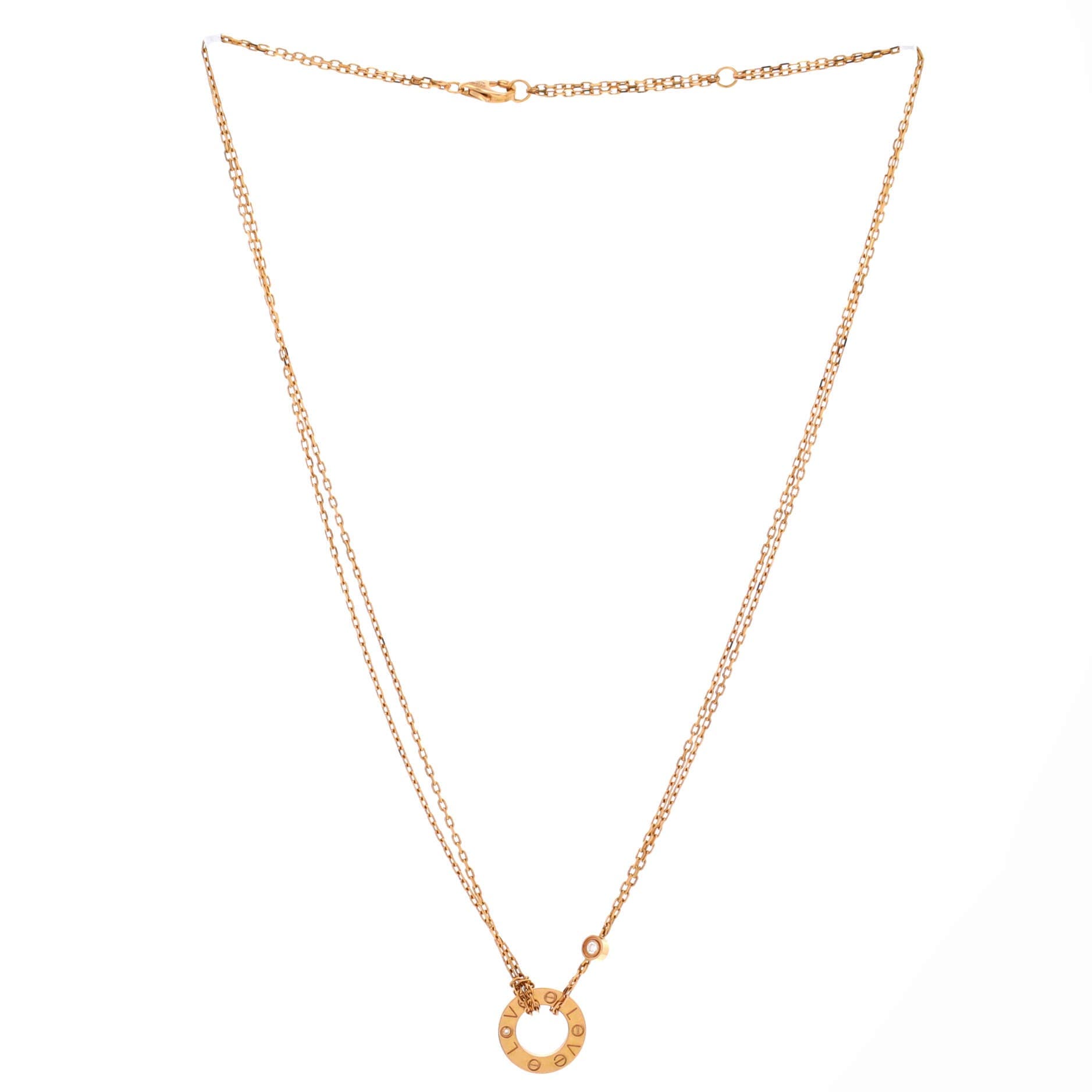 2 Diamonds Love Pendant Necklace 18K Rose Gold and Diamonds, Alternate, color, Metallic Gold