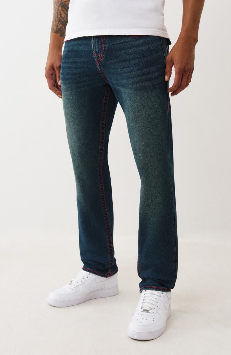 True Religion Geno Big T Flap Pocket Slim Jeans, Alternate, color, Dark Woodland Wash