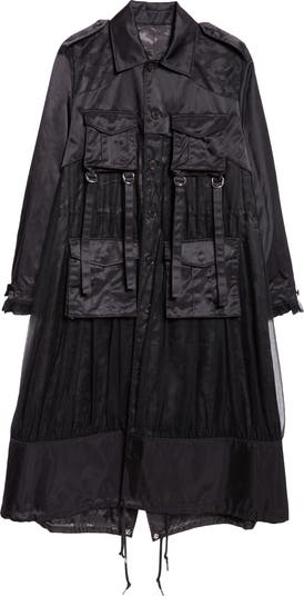 Noir Kei Ninomiya Mixed Media Reversible Long Jacket | Nordstrom