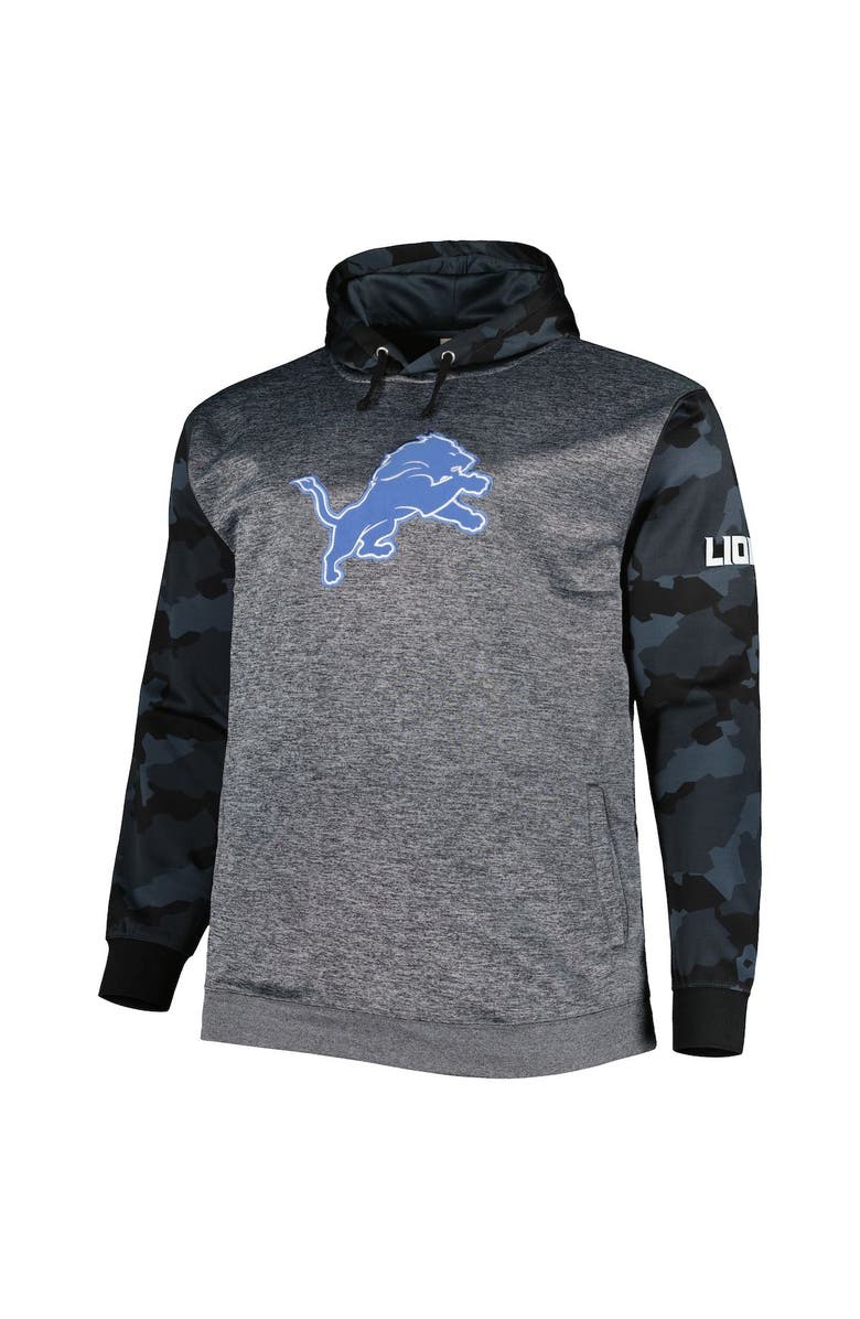 FANATICS Men's Fanatics Branded Heather Charcoal Detroit Lions Camo Pullover Hoodie, Alternate, color,