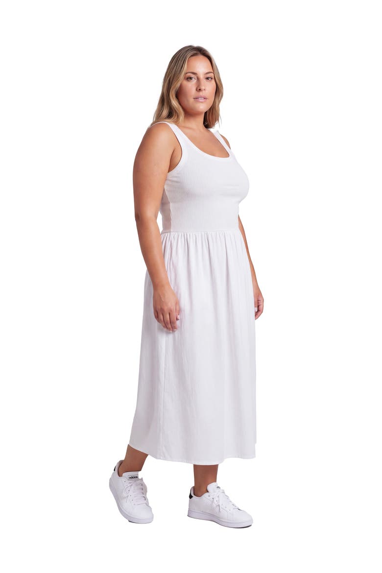 Curvy Essential Sleeveless Scoop Neck A-Line Pocket Maxi Dress, Alternate, color, White