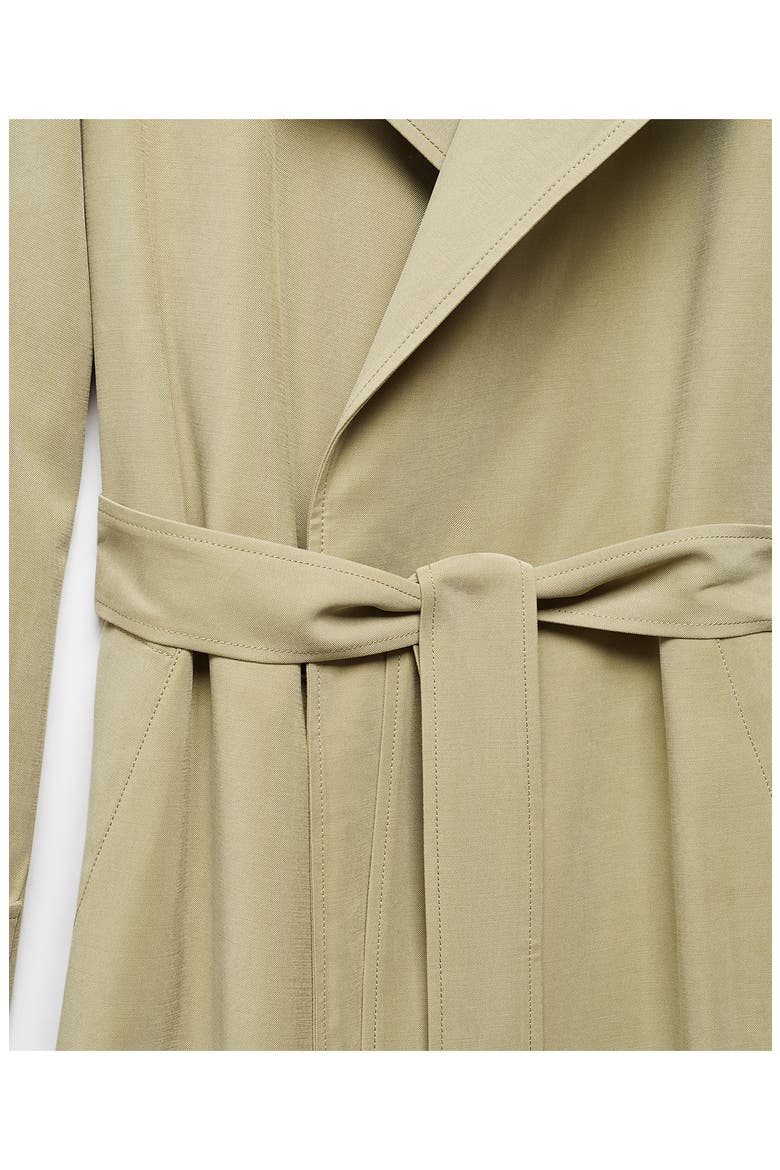 Water Repellent Flowy Lapel Trench Coat, Alternate, color, KHAKI GREEN