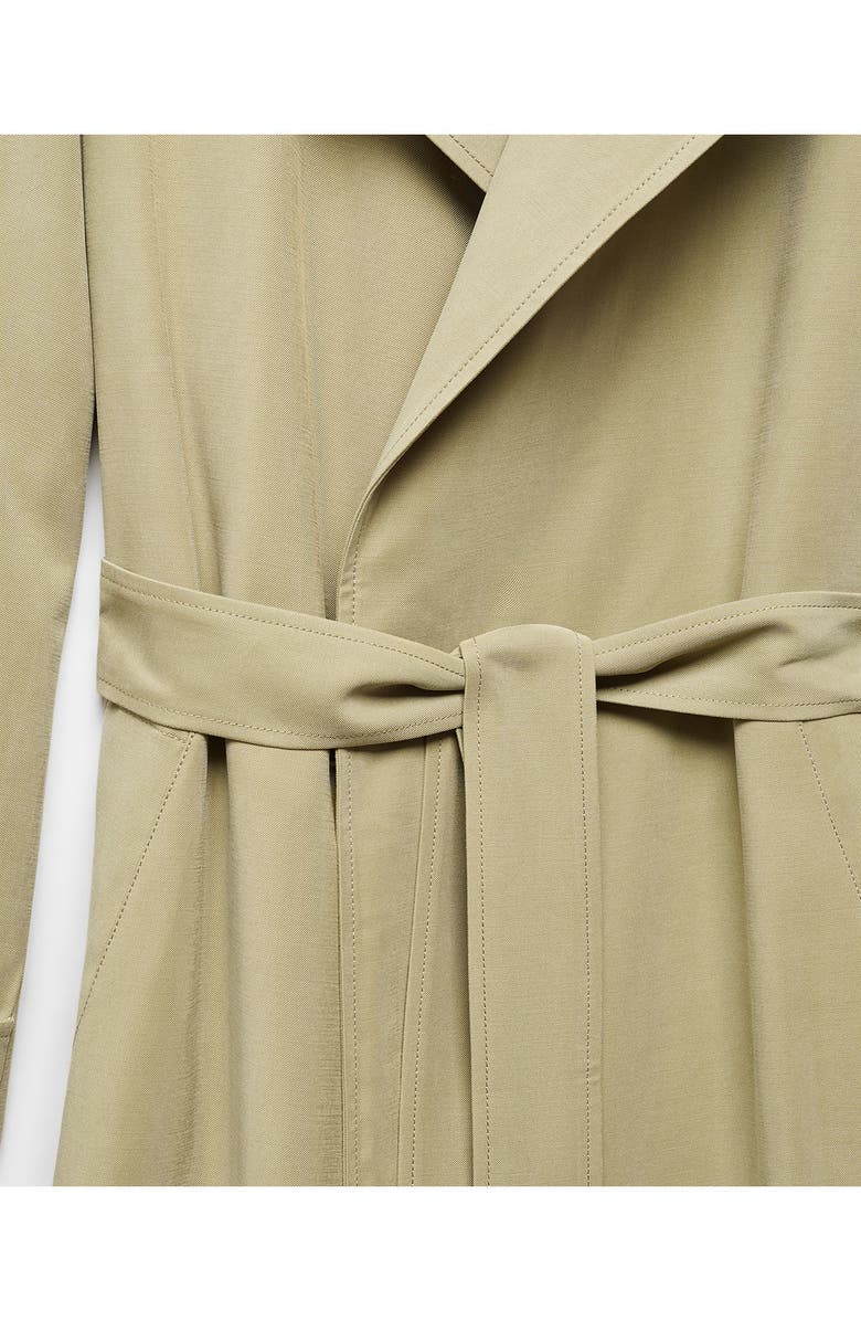 MANGO Water Repellent Flowy Lapel Trench Coat, Alternate, color,