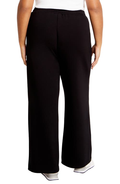 City Chic Mae Wide Leg Drawstring Waist Knit Pants In Black