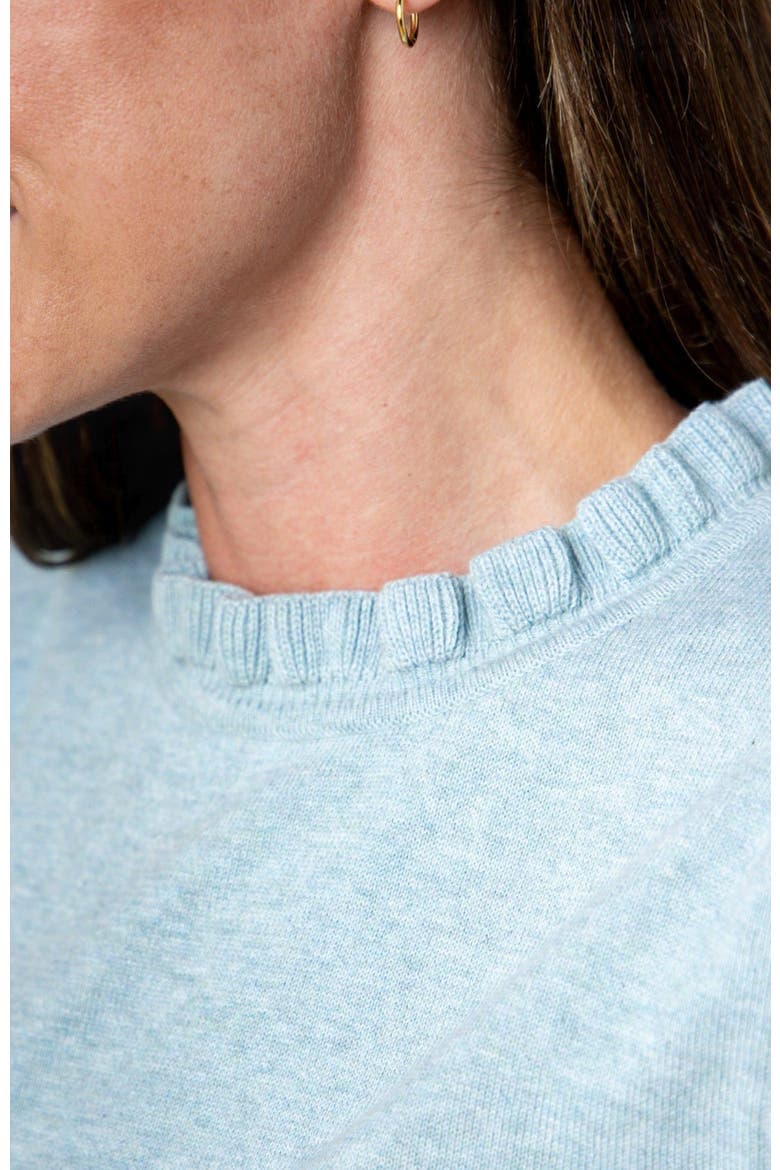 Women's Organic Puff Sleeve Sweater, Alternate, color, Dusty Blue Heather