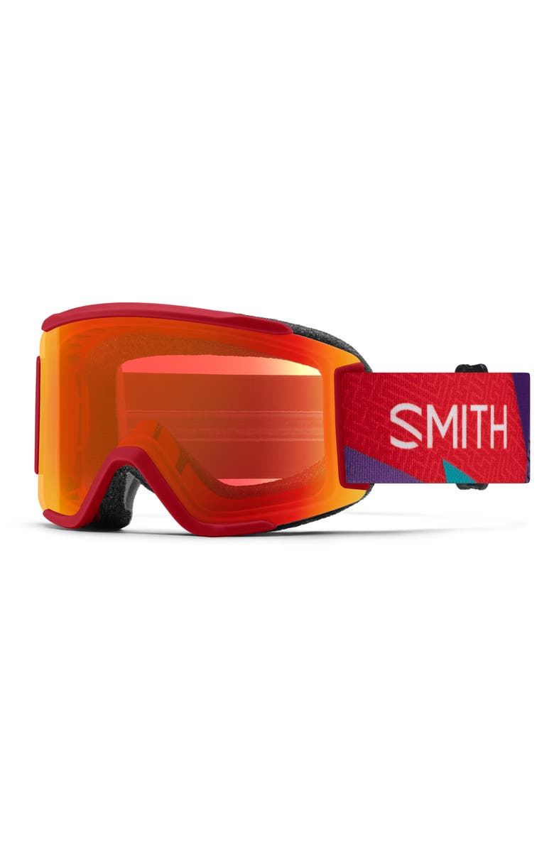 Smith Squad S Special Fit Snow Goggles, Main, color, Crimson A-Maze-Zing / Red