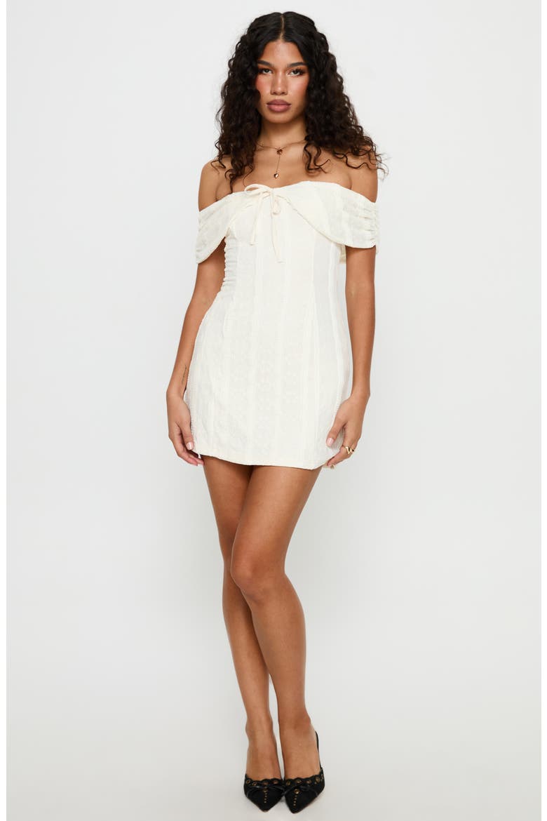 Colettie Off the Shoulder Minidress, Alternate, color, CREAM