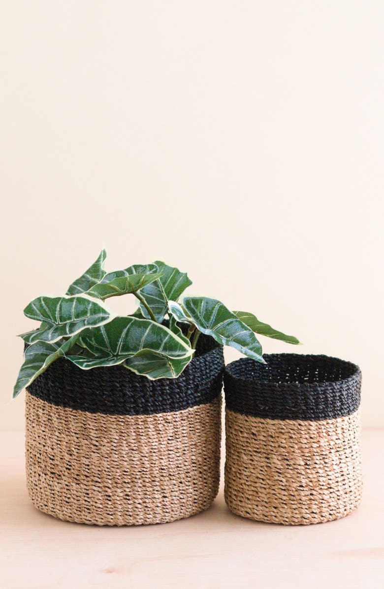 LIKHA Cylinder Tabletop Basket, Set of 2, Alternate, color, Black